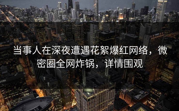 当事人在深夜遭遇花絮爆红网络，微密圈全网炸锅，详情围观